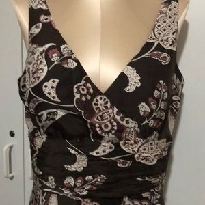 Ann Taylor 6, Brown Floral Silk Dress